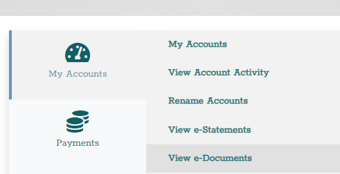 View of menu navigation to 'View e-Documents'