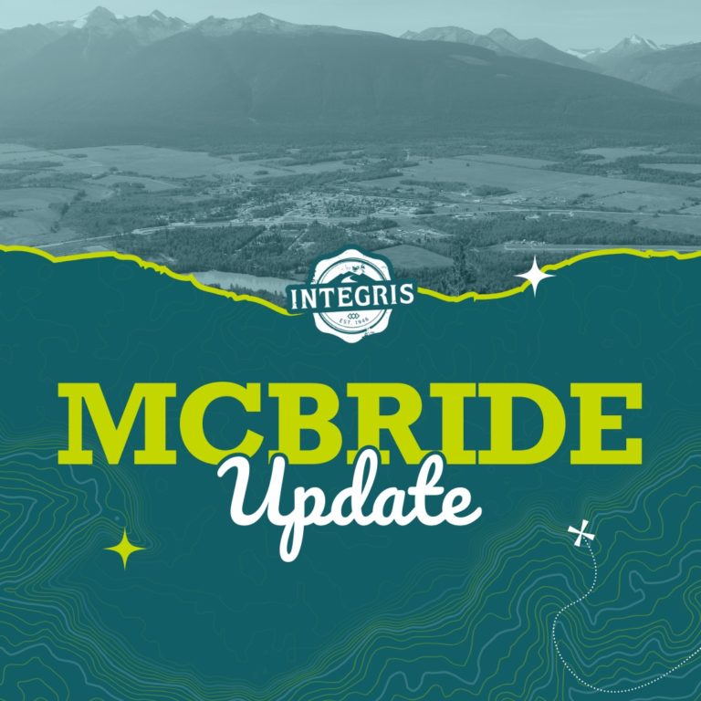 Image of mountains with text that reads: McBride Update